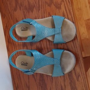 Clark's Blue Leather Sandals